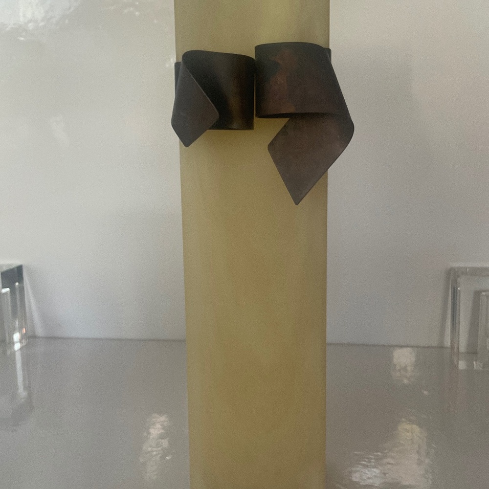 MARTHA STUDY TALL RESIN VASE W/ METAL TRIM